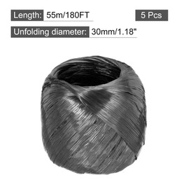 sourcing map Polyester Nylon Plastic Rope Twine Household Bundled,35mm/1.38 Inch Width,55m/180FT Length Plastic Rope for Packing Gardening Craft,Pack of 5(Black)