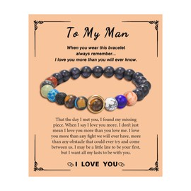 To My Man Bracelet Obsidian Bracelet Men Jewelry Mens Beaded Inspirational Bracelets Inspirational Birthday Gifts for Men