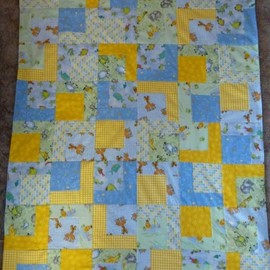Flannel Quilt Yellow,Blue,Green for Baby, Crib,or Child. Great Gift.