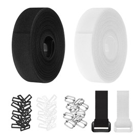 2 Rolls of Tape 5 m, Strap with 50 Buckles, Adjustable Cable Ties, Resealable for Home Garden - Free Cutting Length