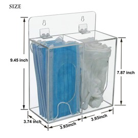 Aphbrada Acrylic Disposable Mask and Glove Dispenser Box Holder with Lid, Hairnet & Shoe Cover Dispenser, Bouffant Cap Dispenser, Can Hang on The Wall and Stand on The Table (Clear)