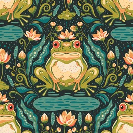 REDAMANCY Vintage Dark Green Damask Forg Animal Peel and Stick Wallpaper Stick on Contact Paper Vintage Wall Paper Easy Peel Off for nightstand Drawer Cabinet Renter