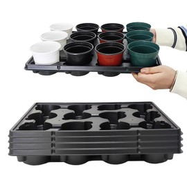 RooTrimmer 12 Cell Round Nursery Trays Thickened Durable Seedling Pots Shuttle Carrying Trays for Holding 4 inch Pots (16.85" 12.6", 5-Pack)