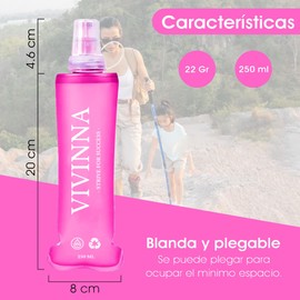 Vivinna Running Hydration Bottle 250ml – Flexible, BPA-Free Bottle with Tube and Bite Nozzle for Running, Trail Running, Cycling and Hiking – Easy to Carry and Fill (Pink)
