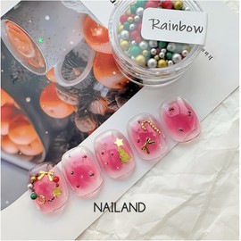 Christmas Rainbow Pearl Jjing Nail Set, approx. 9g NAILAND, 1 piece / 크리스마스 레인보우 진주찡 네일 세트 약 9g NAILAND, 1개