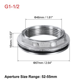 uxcell 2Pcs Bulkhead Fitting 1-1/2" Female 201 Stainless Steel Water Tank Connector Water Tank Adapter Thru-Bulk Pipe Fitting with Sealing Tape for Water Tank, Bathtub, and Sink