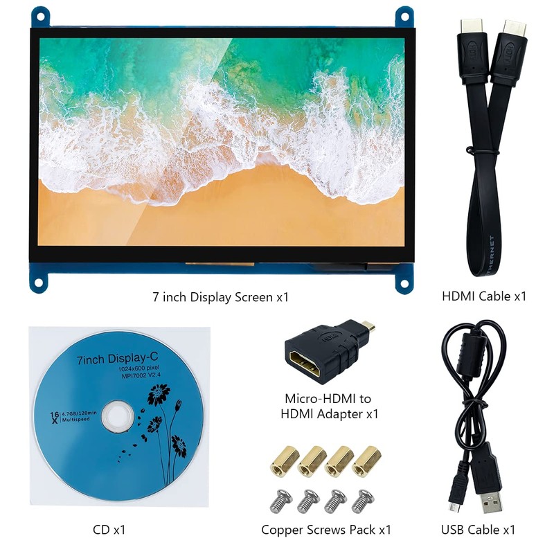 Hosyond 7 Inch IPS LCD Touch Screen Display Panel 1024×600