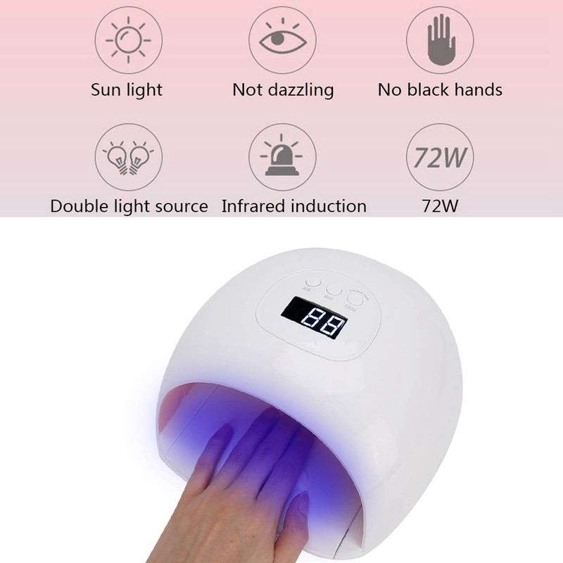 72W Professional Nail Dryer Gel Polish UV LED Light Manicure