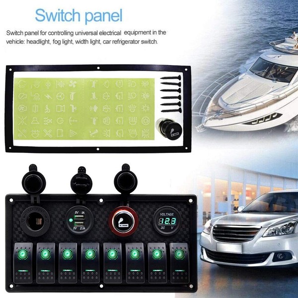 Car Voltmeter Rocker Switch Digital Display 8 Switches 12 V