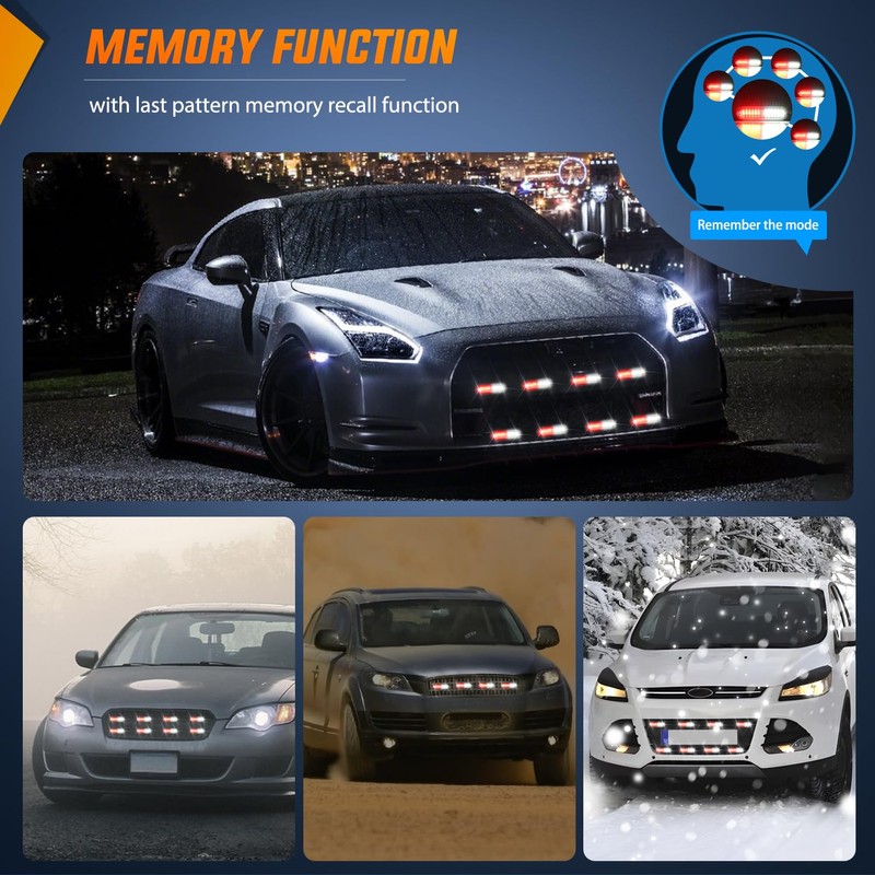 Nilight 8PCS Led Strobe Lights with Controller 12V 24V Sync