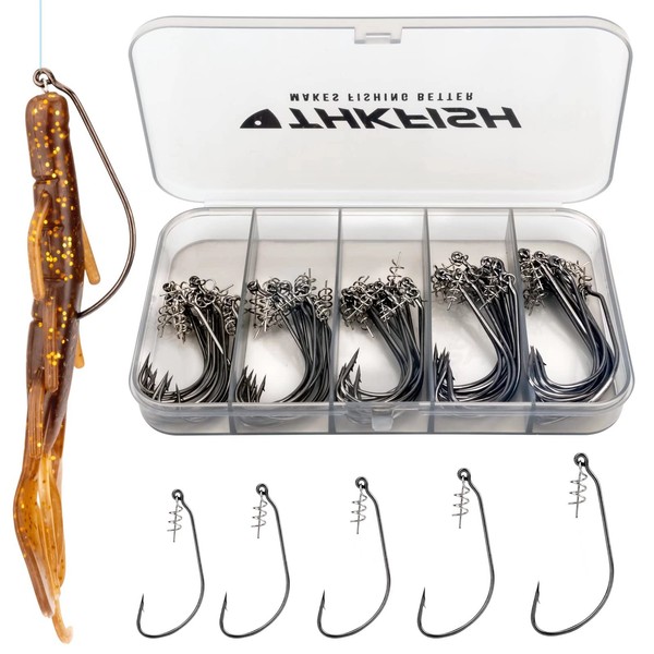 THKFISH Fishing Hooks Twist-lock Hooks weedless Weighted Hooks Swimbait Hooks