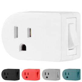 Cordinate Grounded Outlet On/Off Power Switch, 3 Prong, Plug in Adapter, Easy to Install, For Indoor Lights and Small Appliances, Energy Saving, White, 49968, 1 Pack