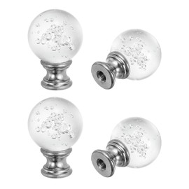 PATIKIL 1/4-27 Lamp Finial Cap for Lampshade Harp Top, 4Pcs Cap Nut Screw Cap Knob Clear Bubbles Ball Shaped Crystal Lamp Shade Decoration for Table Floor Lamp, Silver Tone