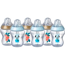 Tommee Tippee Closer to Nature Baby Bottle, Slow Flow Breast-Like Teat with Anti-Colic Valve, 260ml, Pack of 6, Catch Me Quick Blue