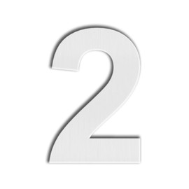 QT Modern House Number - SUPER LARGE 12 Inch - Brushed Stainless Steel (Number 2 Two), Floating Appearance, Easy to install and made of solid 304