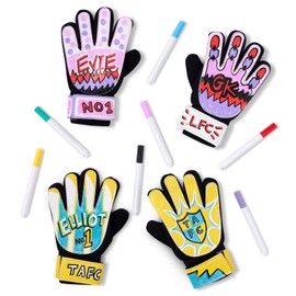 LION SPORTSWEAR Design Your Own Goalkeeper Gloves - Includes 7 Colourful Pens - Creative Football Gift For Kids
