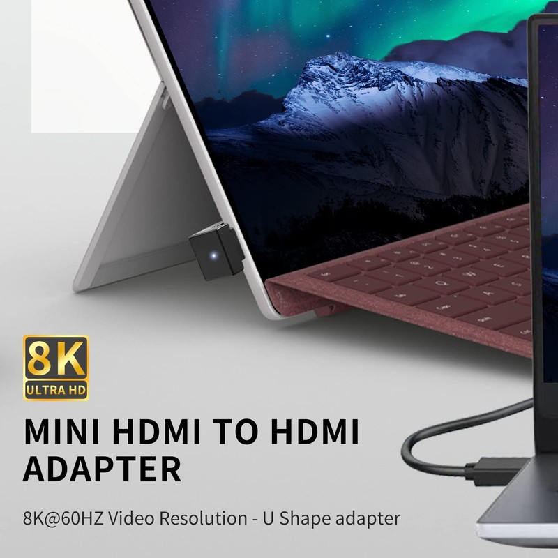 Poyiccot 180 Degree Angled Mini HDMI to HDMI Adapter, 8K