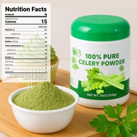 18OZ Pure Celery Powder - 100% Natural Dried Celery Juice Flavoring Powder, Non GMO & Gluten Free, Low Fat, Perfect for Smoothie, Baking, Seasoning, Drinks(510g)