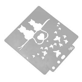 Love Cat DIY Hollow Design PET Plastic Stencil, Perfect for Textile Design, Wall Design, Windows, Paper, Scrapbooking, Children's Crafts, 14 x 13 cm