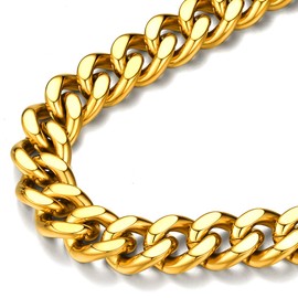 FindChic Gold Plated Chain Chunky Curb Chain Necklace Thick Heavy Duty Cuban Link Chains for Men Women 12MM 20'' Street Fashion Hip Hop Jewelry