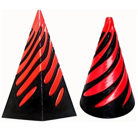 WERIGONI 2PCS Impossible Cone Crossing Sculpture, Pyramid Passing Sculpture 3D Printed Spiral Cone Fidget Toy, Mini Vortex Line Illusion, Anxiety Relieving Spiral Cone Toy