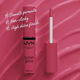 NYX PROFESSIONAL MAKEUP Butter Gloss - Brillo de labios antiadherente, tarta de queso de fresa (rosa cálido)