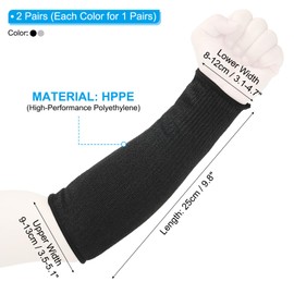 PATIKIL 10 Inch Cut Resistant Sleeve, 2 Pairs Arm Safety Protectors Sleeves Forearm Sleeve HPPE Level 5 Protection for Thin Skin and Bruising, XS, Black/Gray