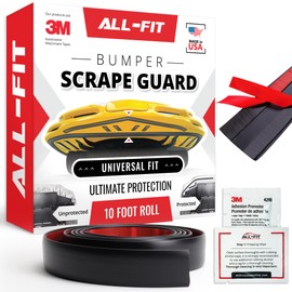 All-Fit Front Bumper Scrape Protector - 10 Foot Roll Made in USA for Lowered Cars. Universal Splitter Lip Guard. Aftermarket Skid Plate Kit. Easy to Install.
