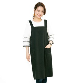 PRISM UNIFORM Apron, H-Shaped, Shoulder, Wrinkle-Resistant, Plain, Simple, Women's, Men's, Women's, Women's, Fashionable, With Pockets, Cafe Apron, Nursery, Restaurants, Home Use, Black