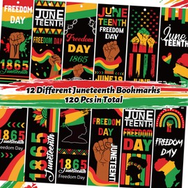 Haooryx Juneteenth Bookmarks - 120Pcs 1865 Juneteenth Bookmarks with Ribbon Celebration June 19 Freedom Day Book Marks for Africa Americans Independence Day Classroom Inspirational Handouts Supplies