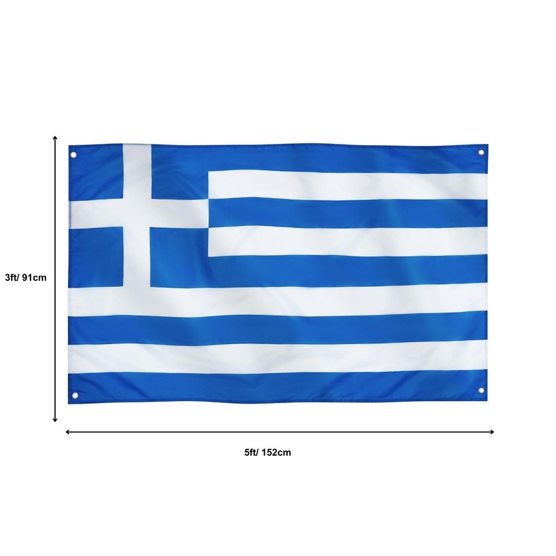 Runesol Greece Flag, 91x152cm, 3ft x 5ft, 4 Grommets, Eyelet