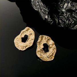 Gold Statement Earrings for Women Geometric Irregular Dangle Drop Earrings for Teen Girls Unique Exaggerated Hollow Hoop Earrings Jewelry Gift