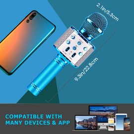 BlueFire 4 in 1 Handheld Karaoke Microphone, Portable Karaoke System with Speaker, Karaoke Machine Home KTV Player with Record Function for Android & iOS Devices (Blue)