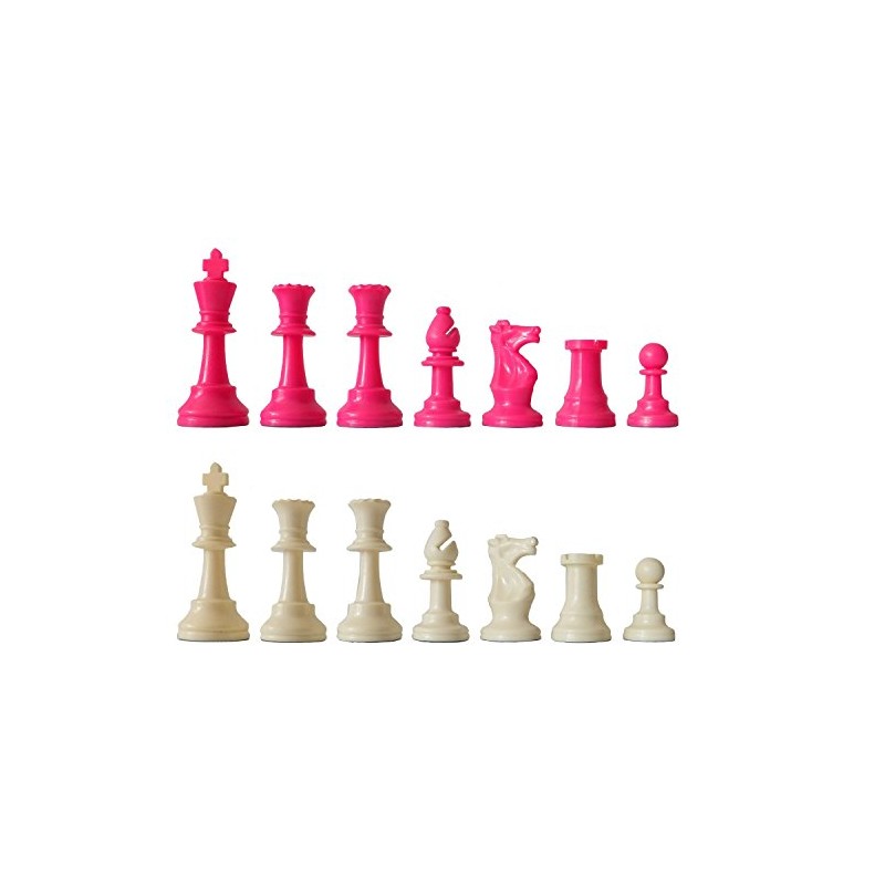 Chess Pieces Plastic King Size 97 mm pink/white