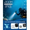 Dive Light, 2500 Lumen Underwater Flashlight, IPX8 Waterproof Diving Flashlight