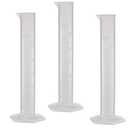 TOP-VIGOR 3Pcs Plastic Graduated Cylinder, 25ml Measuring Cylinder, Single Metric Scale, Science Measuring Test Tube for Kitchen Lab Set Measure Liquid Measurement at Home