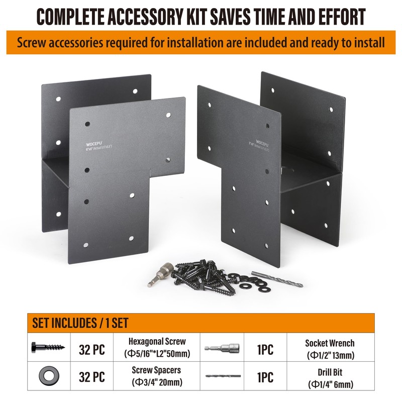 Wocepu 2 Pack Heavy Duty 6x6 (Actual 5.5"x5.5") Stainless Steel