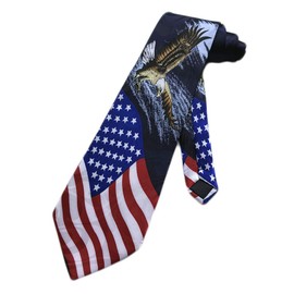 Steven Harris Men's Patriotic Eagle Over Flag Neck Tie - Blue