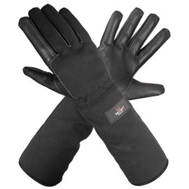 Leather Gardening Gloves For Women Men - Heavy Duty Work Gloves Men Women - Dexterity Gloves – Thorn Proof Safety Gloves garden gloves women Men mechanic gloves builders gloves (Black Long, Large)