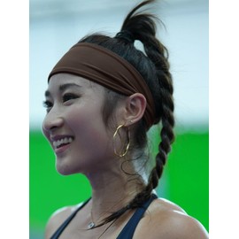 Running Belt, Sweat-Wicking Band & Sports Headband for Fitness Pink Sky Dark Brown 2ea