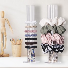 Acrylic Hair Accessory Organizer for Hairpins, Headbands, and Hair Ties - Kids' Hair Decor Display 5cm Diameter Tube + 20cm Height 3ea