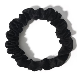 Hair Ties| Bands 12 Packs for Woman, Skinny Silk Satin Hair Scrunchies, Small Ponytail Holders No Damage Breakage for Thin/Thick Curly Long Fine Hair (Black)