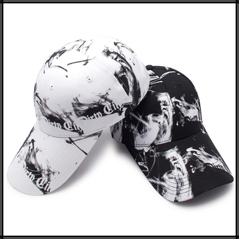 White Fang CA487 Caps, English Letters, Marble Pattern, Brim Length,
