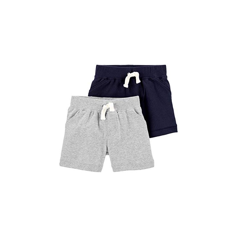 Carter's Baby Boys' 2-Pack Shorts (18 Months, Navy/Heather)