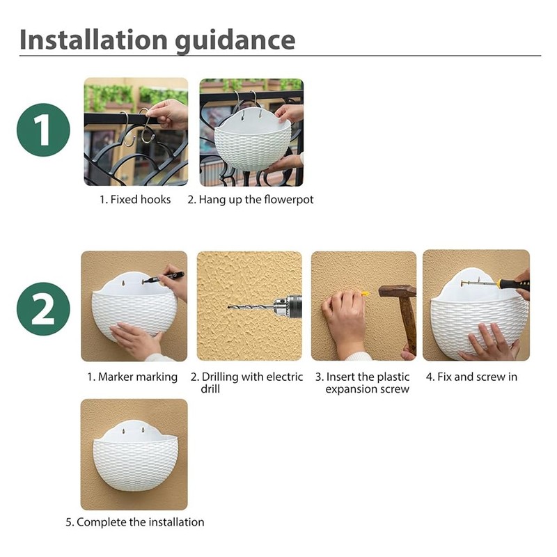 Snblzhef Green Wall Planter Wall-Mounted Planter Semi-Circular Fence Planter with