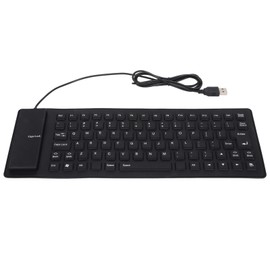 Silicone Keyboard Fully Sealed Design Lightweight Portable Silent Soft Comfortable USB Wired Silicone Keyboard for PCBlack