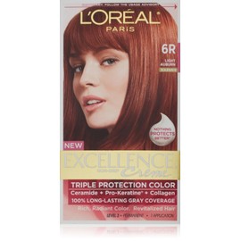 L'Oreal Paris Excellence Creme Triple Protection Hair Color, Light Auburn (Warmer) [6R] 1 ea (Pack of 2)