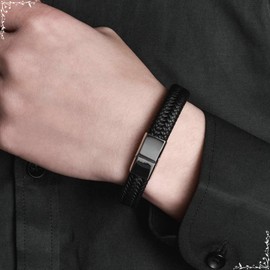 Dsnyu Bangle for men, colourful men's bracelets with magnetic clasp, simple style punk bracelet, leather for fiancé, Leather, Without cubic zirconia