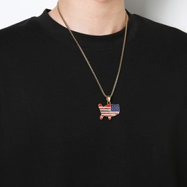 AsAlways American Map Necklace for Men Women Stainless Steel American Flag Map Pendant Patriotism Jewelry Gift