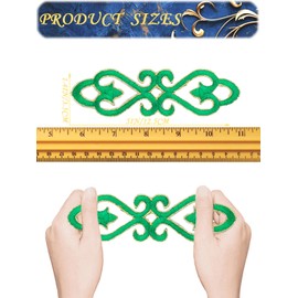 10 Pieces Traditional Iron on Patches,Embroidered Patch Applique for Clothes,Gold Scroll Trim Sewing Patches for Clothing Jeans Dress Hat Costume Decorative Embellishment (Green)